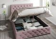 Rimini Ottoman Plush Velvet Blush Double Bed Frame Only