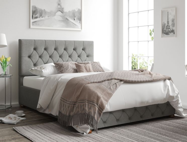 Rimini Ottoman Eire Linen Grey Single Bed Frame Only
