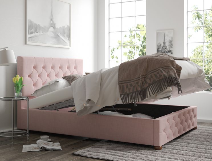 Rimini Ottoman Pastel Cotton Tea Rose Super King Size Bed Frame Only