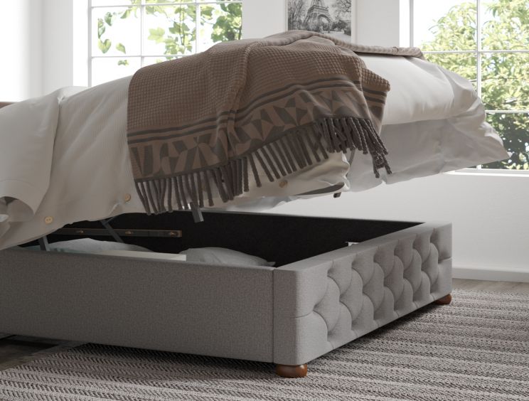 Rimini Ottoman Grey Saxon Twill Super King Size Bed Frame Only