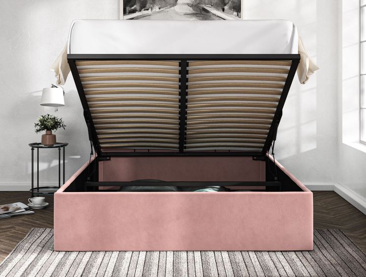 Piper Hugo Powder Upholstered Ottoman Double Bed Frame Only