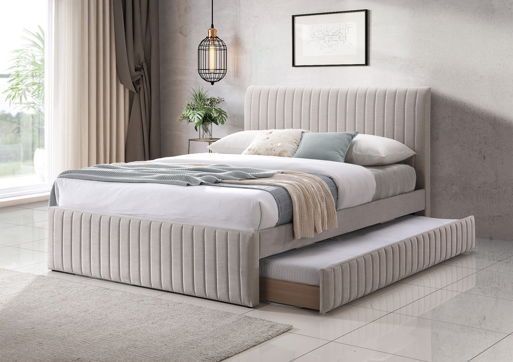 Bexley Natural Oat Upholstered Bed Frame Only – Time4Sleep