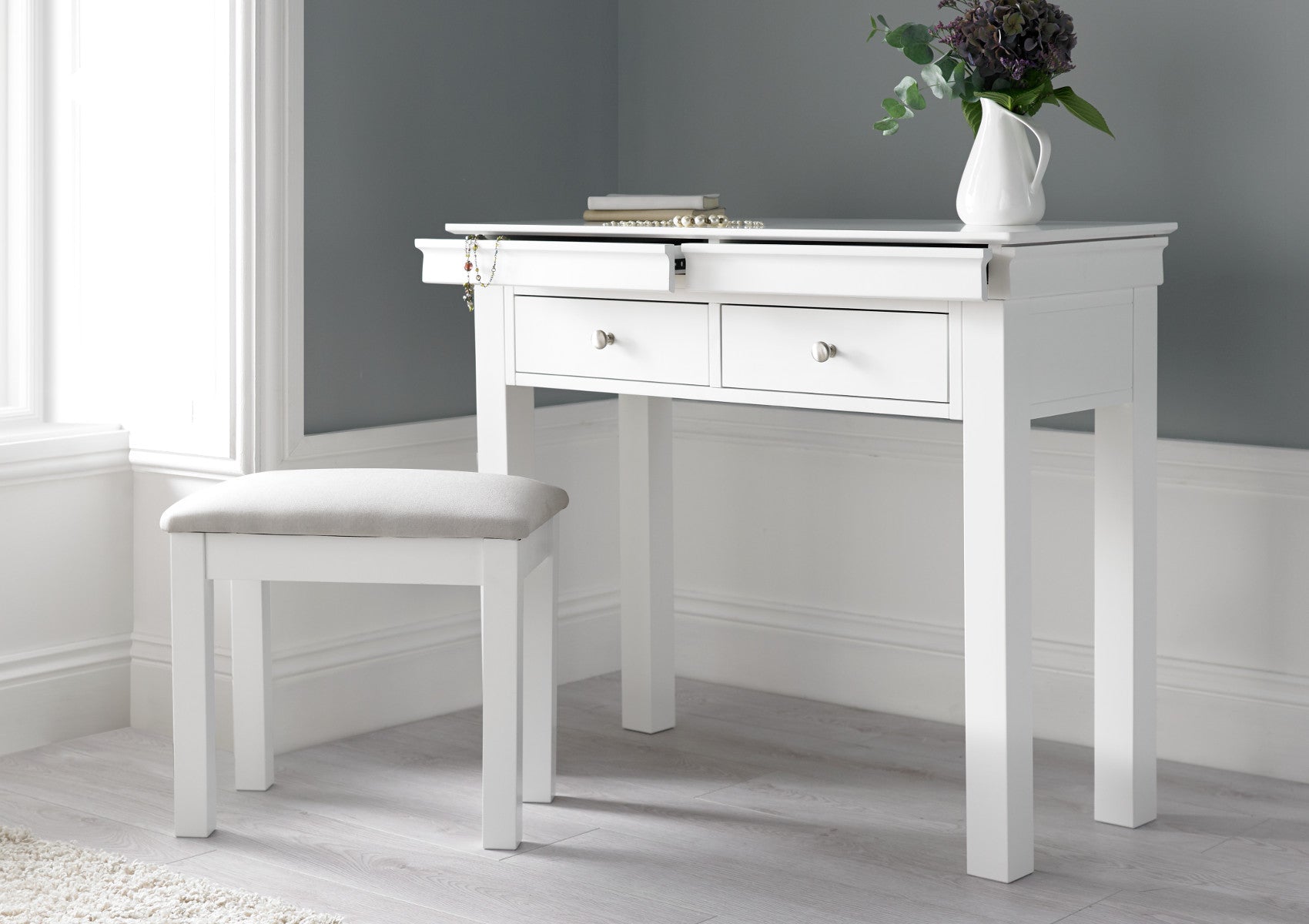 Chateaux White Dressing Table Stool – Time4Sleep