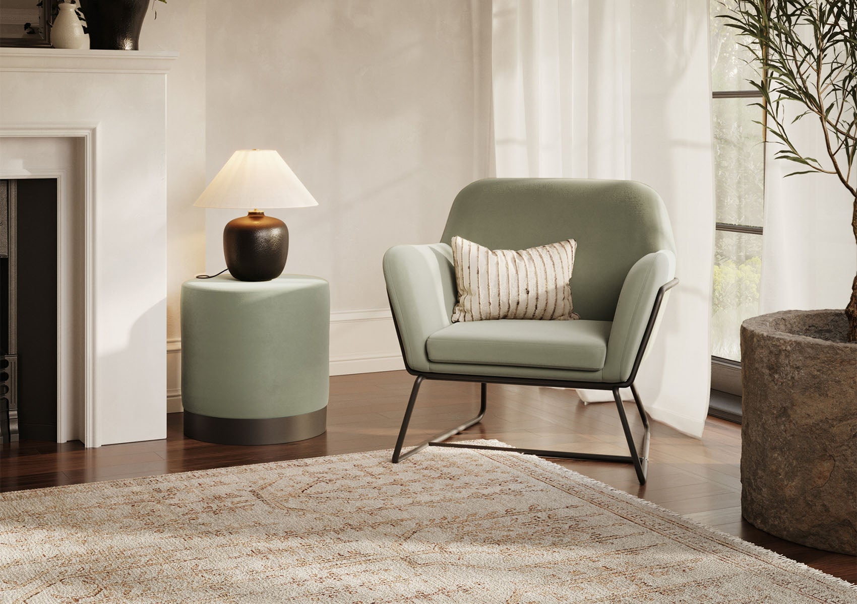 Sennen Sage Green Velvet Accent Armchair Time4Sleep — free download