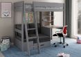 Estella Grey High Sleeper Bed Frame With Desk & Black Futon
