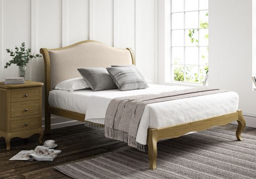 Lyon Boucle Ivory Upholstered Oak Bed Frame - LFE - Bed Frame Only