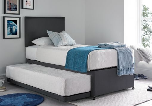 Ellesmere Linoso Charcoal Upholstered Guest Bed With Mattresses