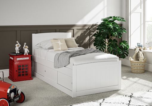 Maxistore 3 Door White/Black Wooden Storage Single Bed Frame