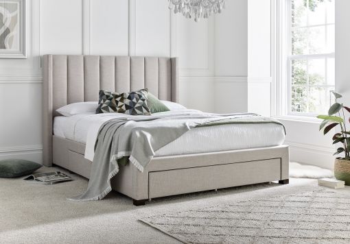 Savannah Grey Mist Upholstered Drawer Bed Frame Only