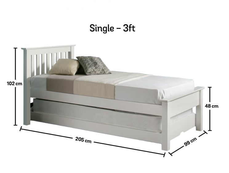 Atlantis White Wooden Single Guest Bed Including Underbed