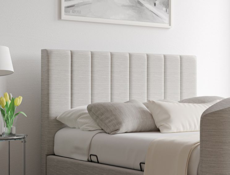 Berkley Upholstered Linea Fog Ottoman TV Bed - King Size Bed Frame Only