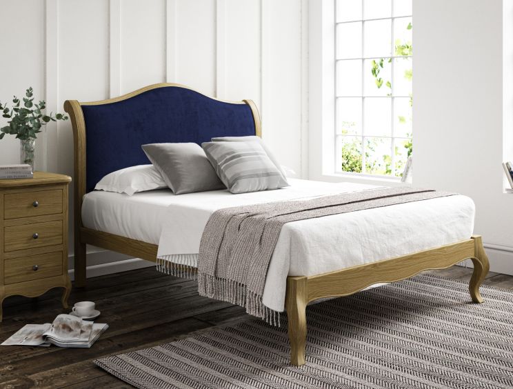 Lyon Hugo Royal Upholstered Oak Bed Frame - LFE - Double Bed Frame Only
