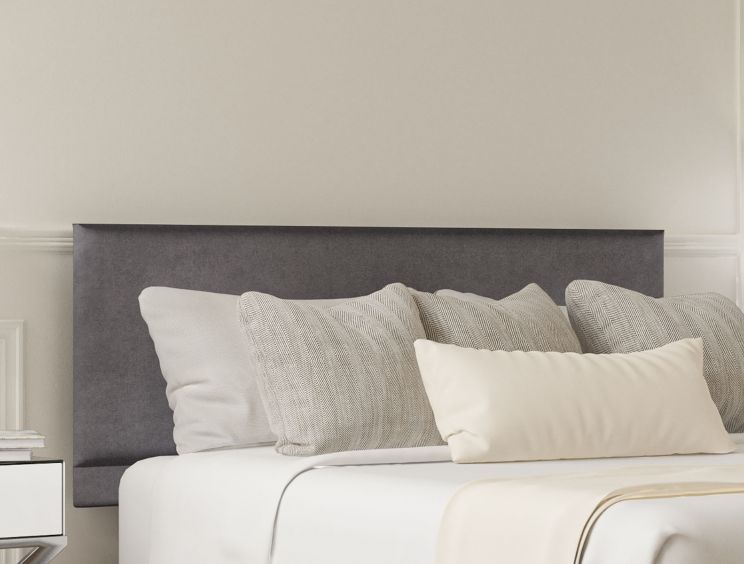 Henley Plush Steel Upholstered Double Headboard and Non-Storage Base