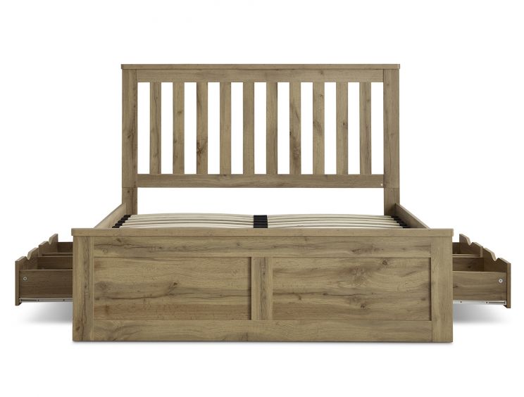 Madison Oak Finish 4 Drawer Wooden Double Bed Frame Only