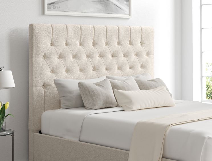 Maxi Boucle Ivory Upholstered Ottoman Double Bed Frame Only