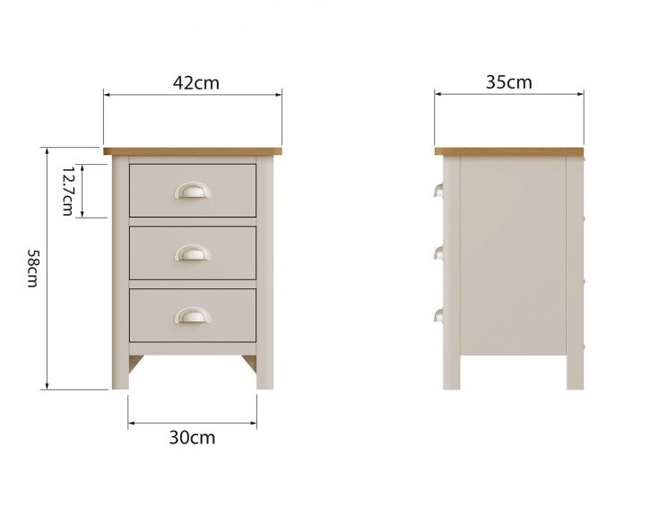 Radstock Truffle 3 Drawer Bedside Cabinet Only