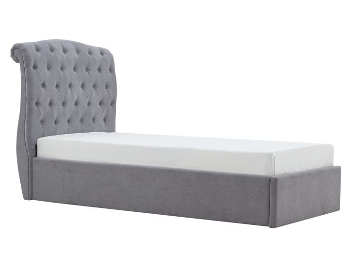 Lilly Upholstered Light Grey Ottoman Single Bed Frame Only