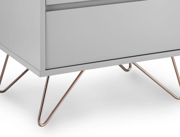 Sofia 2 Drawer Bedside Harbour Mist With Pink Copper Feet