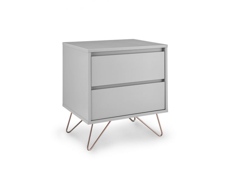 Sofia 2 Drawer Bedside Harbour Mist With Pink Copper Feet