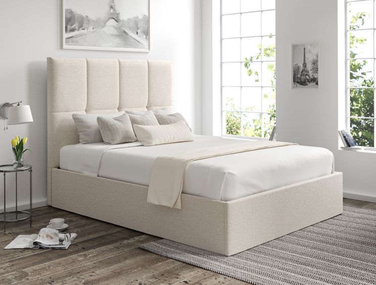 Turin Boucle Ivory Upholstered Ottoman Single Bed Frame Only