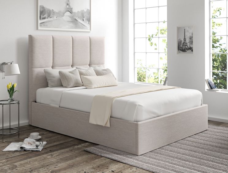 Turin Linea Fog Upholstered Ottoman Compact Double Bed Frame Only