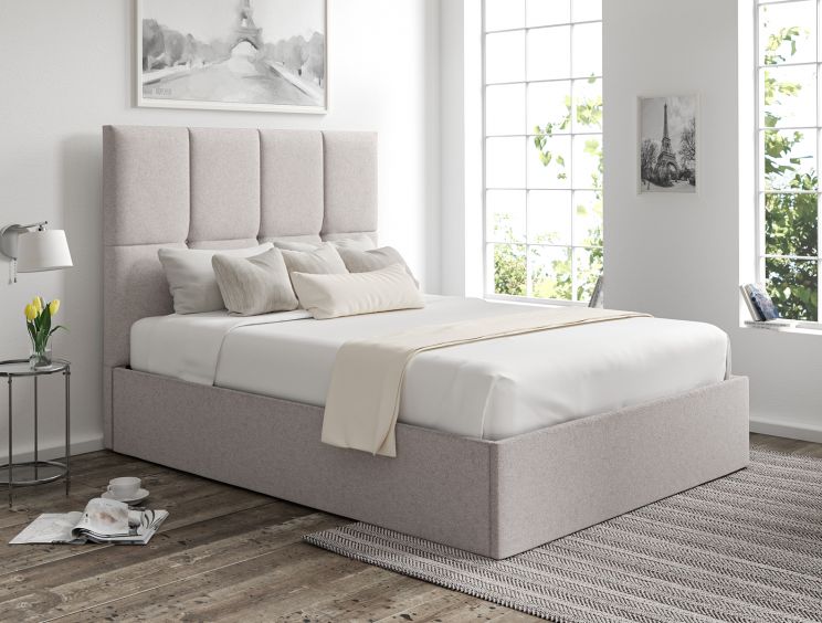 Turin Trebla Chalk Upholstered Ottoman Compact Double Bed Frame Only