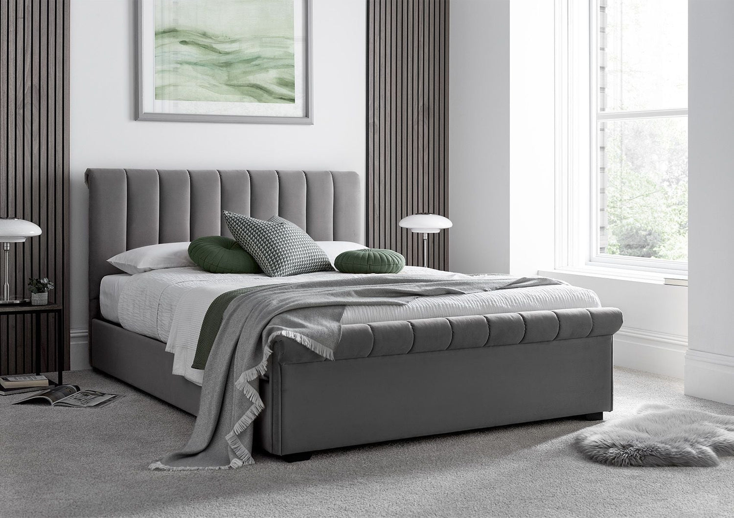 Grey Sleigh Beds