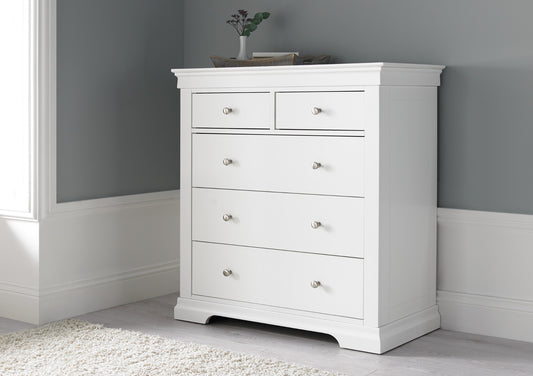 Chateaux White 3+2 Drawer Chest Furniture time4sleepadmin