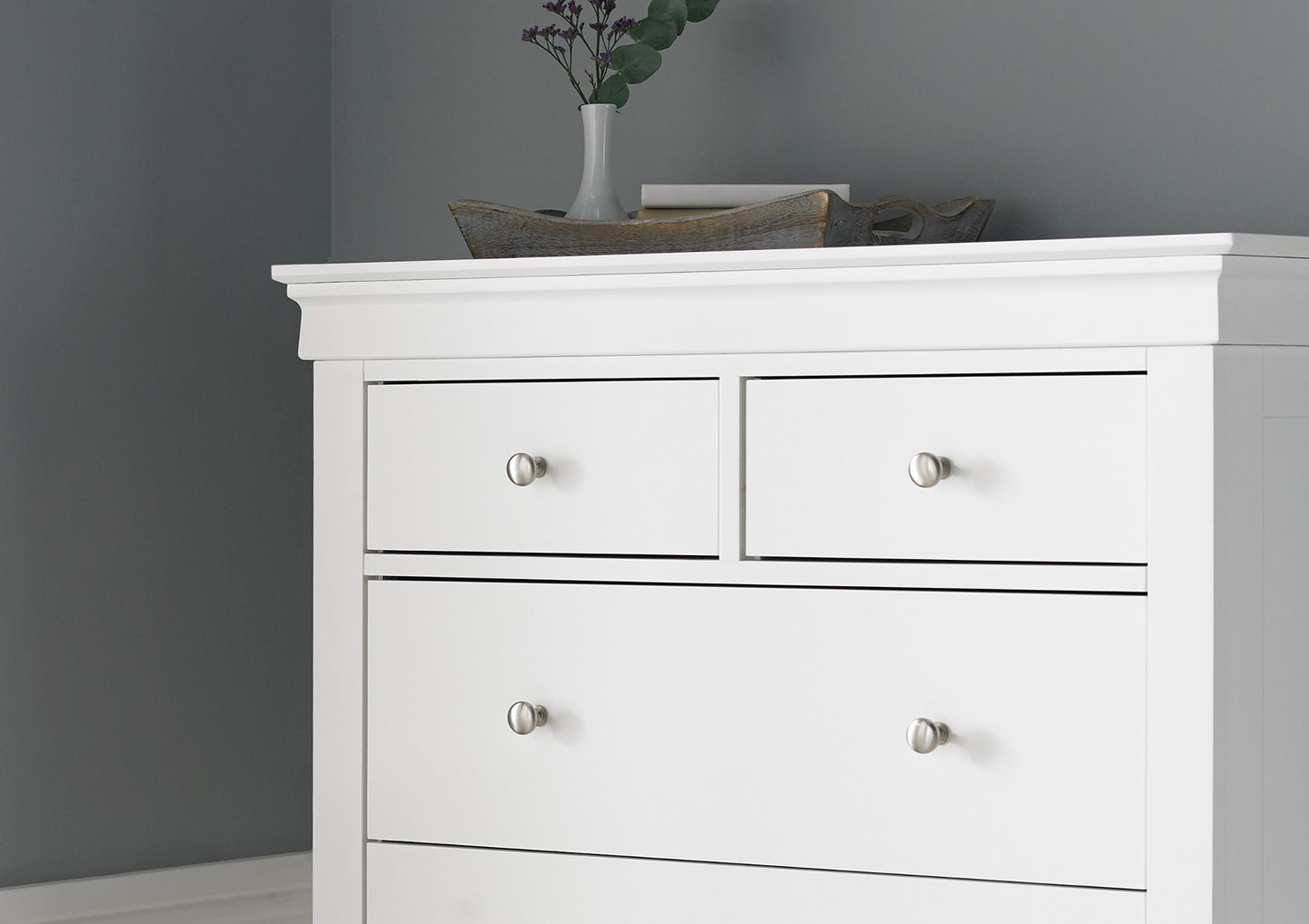 Chateaux White 3+2 Drawer Chest Furniture time4sleepadmin