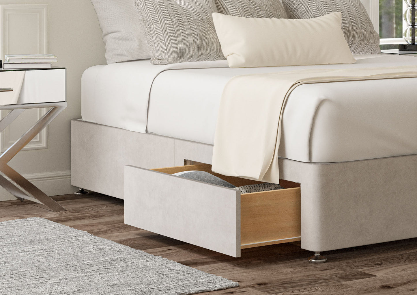 2 Drawer Upholstered Storage Base Bed Time4Sleep