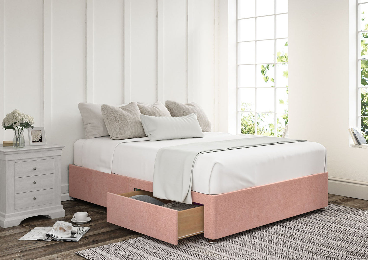 2 Drawer Upholstered Storage Base - Bed - Time4Sleep