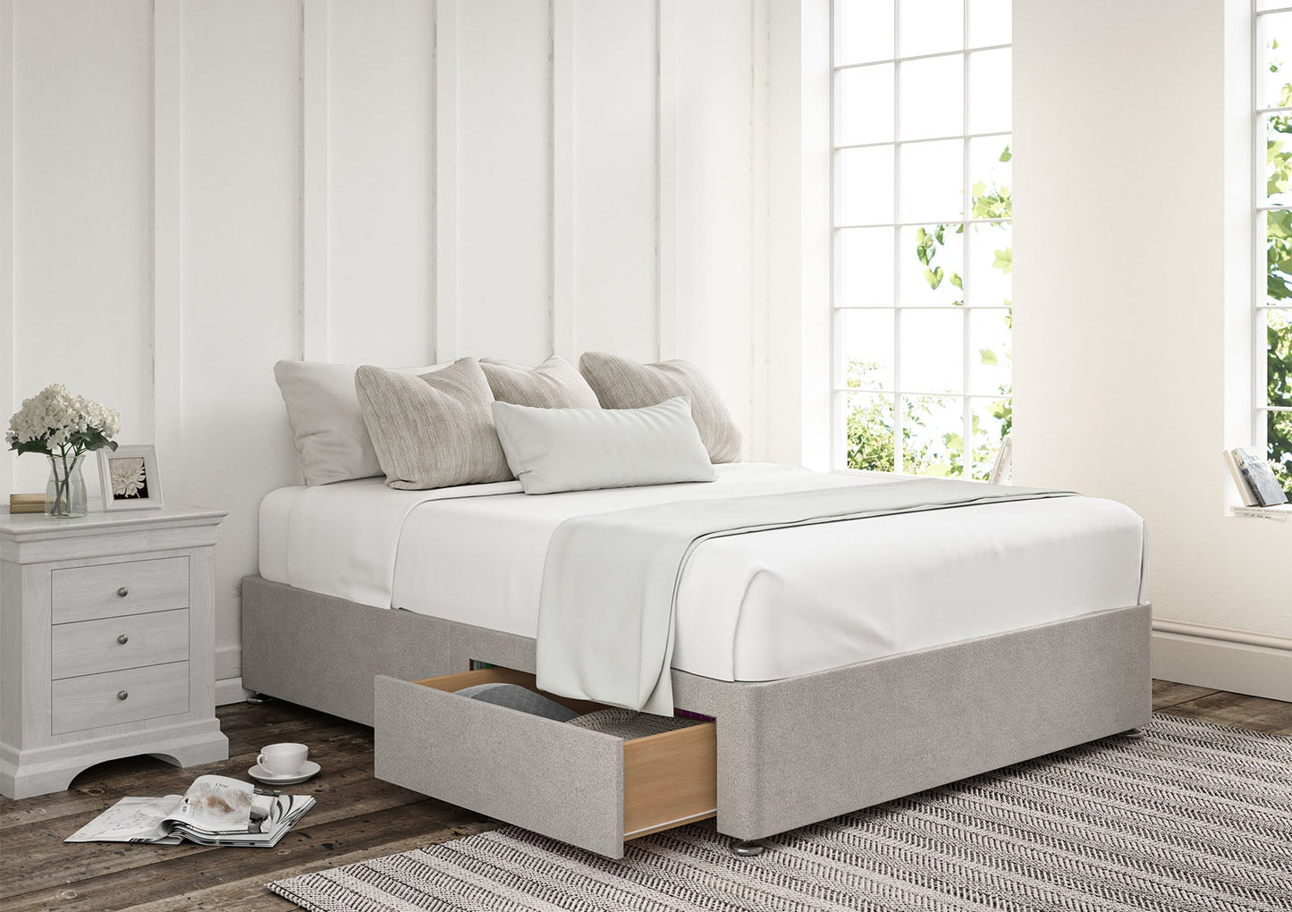 2 Drawer Upholstered Storage Base - Bed - Time4Sleep