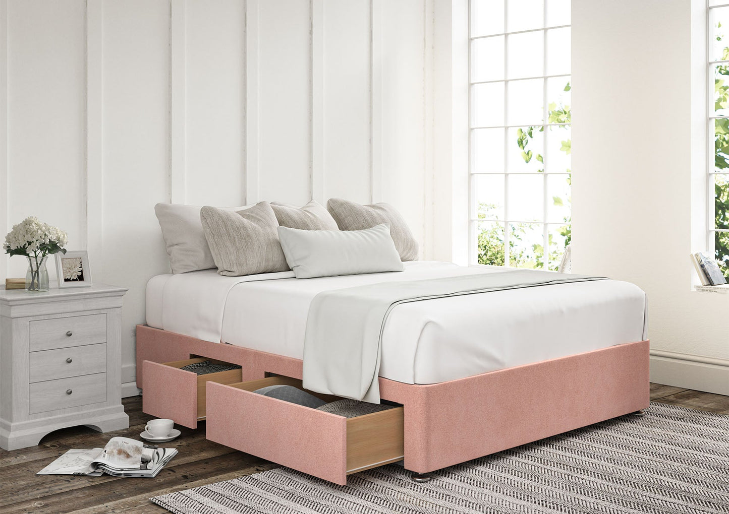 2+2 Continental Drawer Upholstered Storage Base - Bed - Time4Sleep