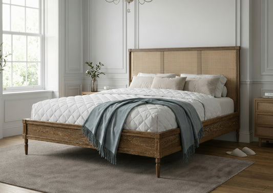 Palais Oak Rattan Bed Frame Bed Importas Double