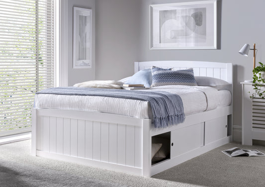 Maxistore 6 Door White Wooden Storage Bed Frame