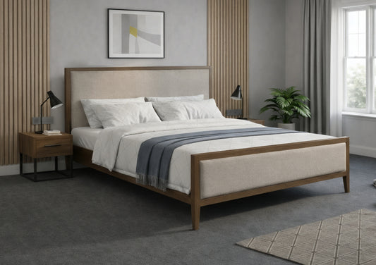 Fontainebleau Oak Upholstered Bed Frame Bed Importas Double