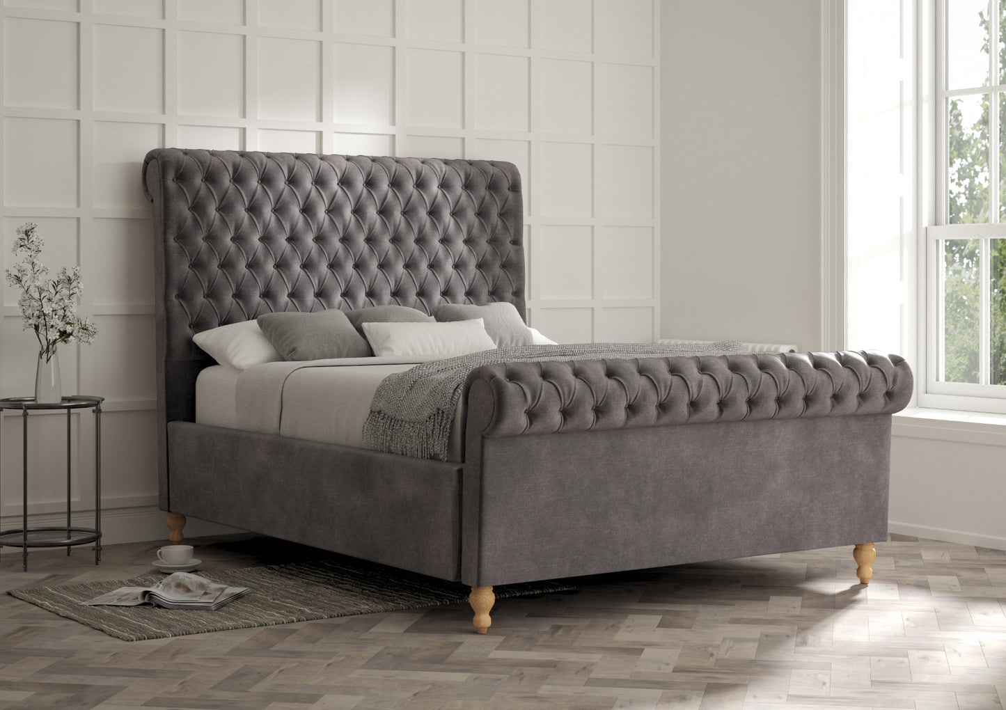 Aldwych Upholstered Sleigh Bed Only Bed time4sleepadmin King Savannah Armour