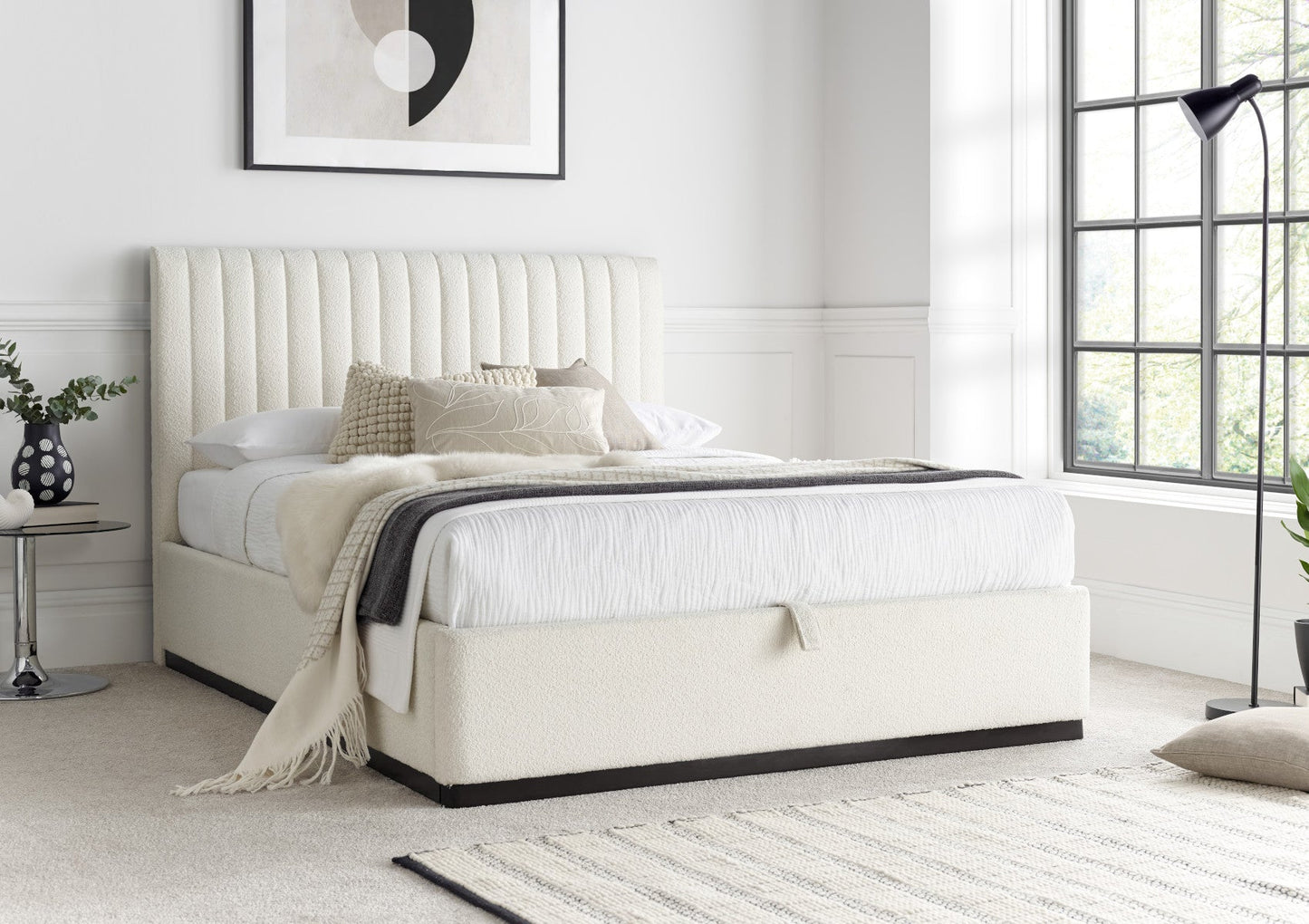 Anna Ottoman Cream Boucle Bed Frame Only - Main Image