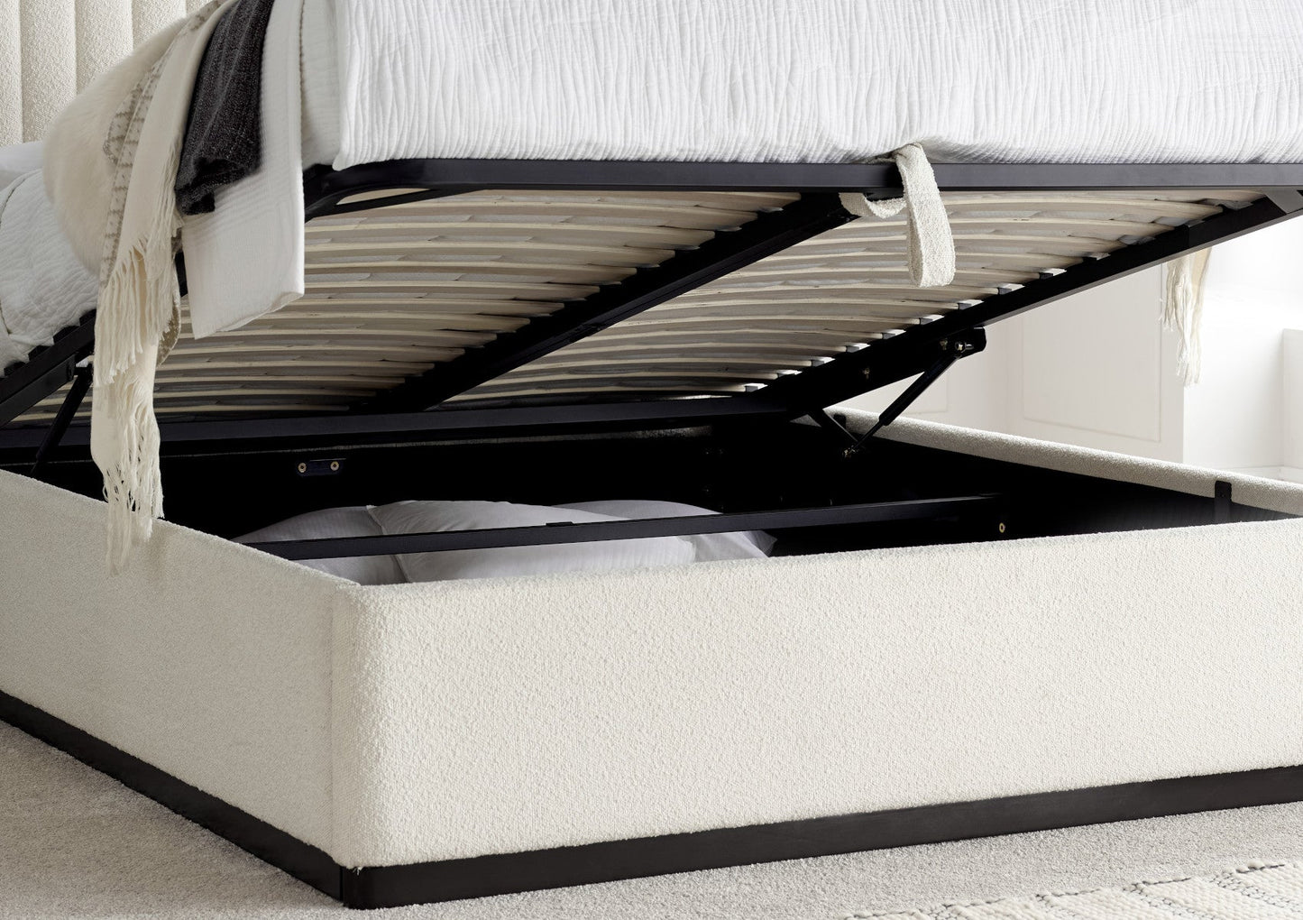 Anna Ottoman Cream Boucle Bed Frame Only Bed Importas