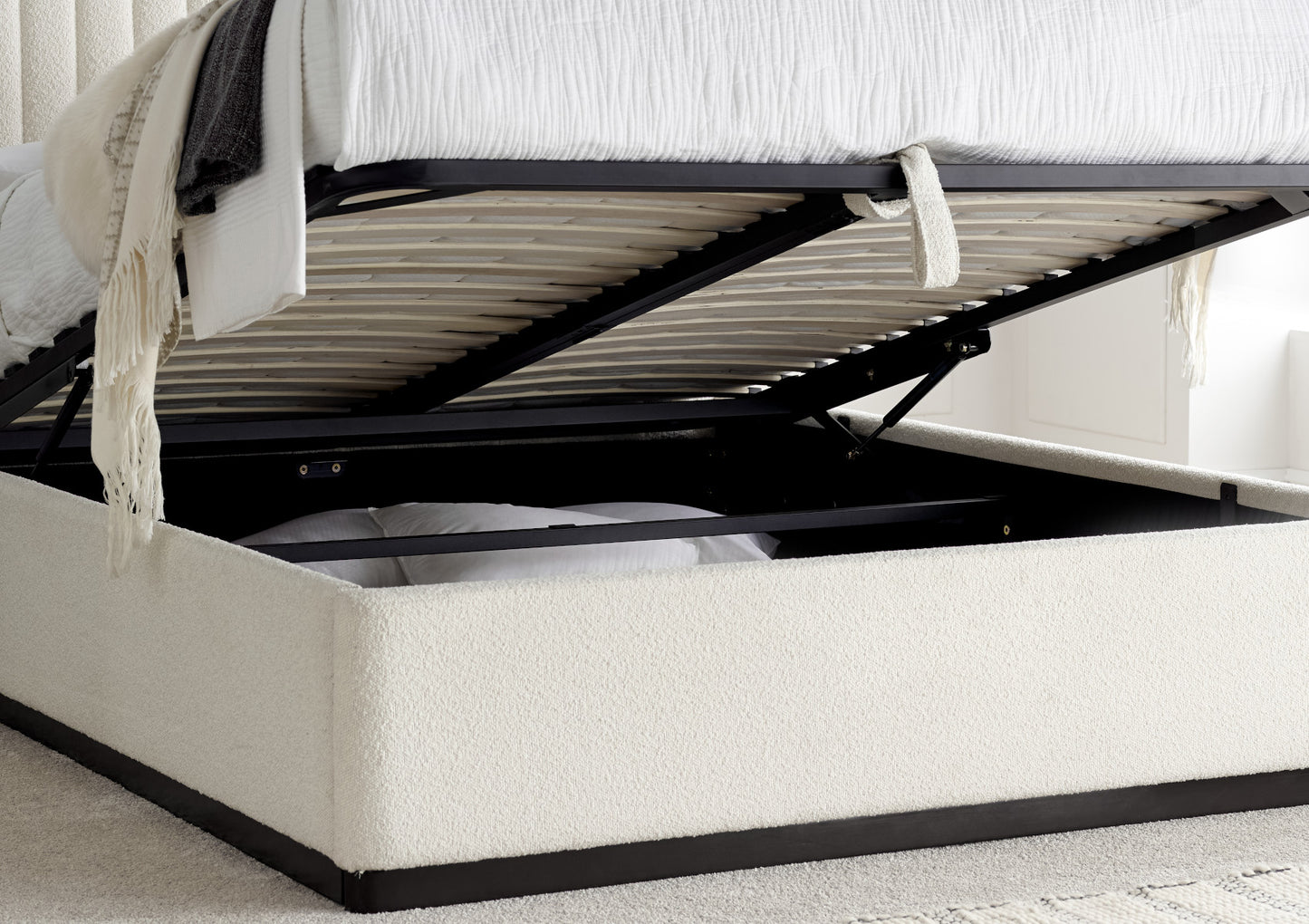 Anna Ottoman Cream Boucle Bed Frame Only Bed time4sleepadmin