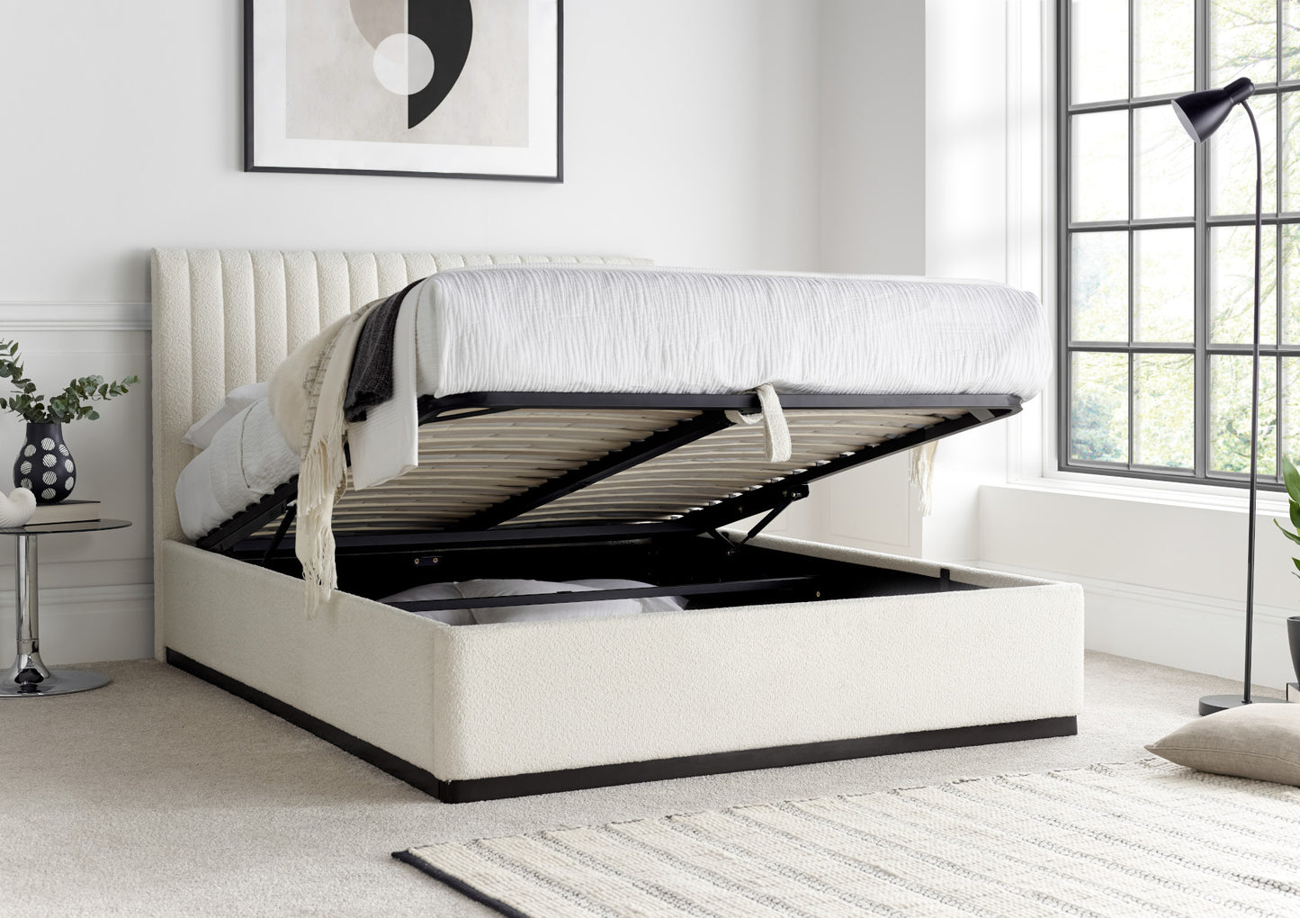 Anna Ottoman Cream Boucle Bed Frame Only Bed time4sleepadmin