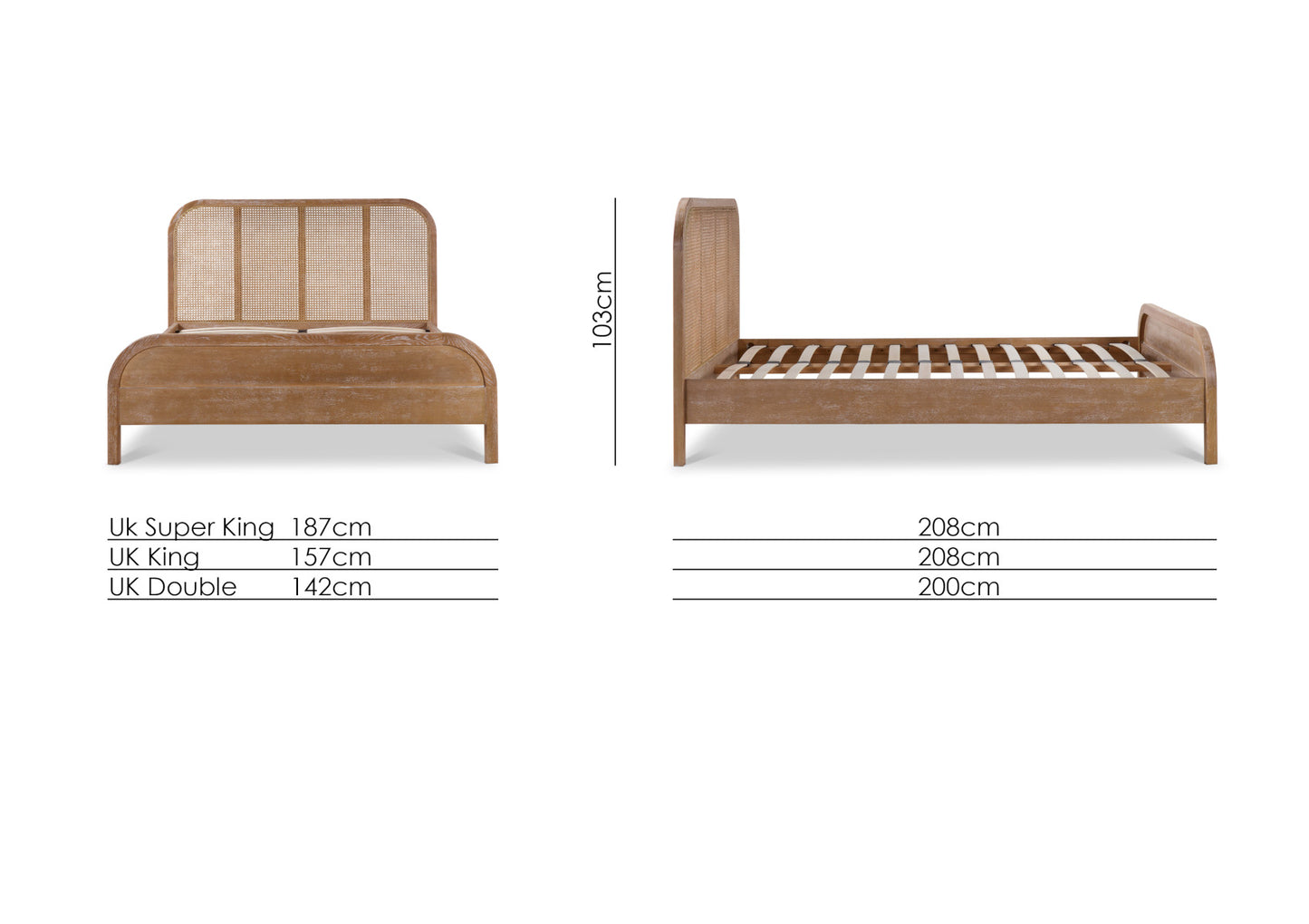 Annecy Rattan HFE Wooden Bed Frame Bed time4sleepadmin