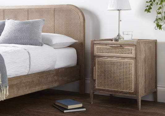 Annecy Rattan 1 Drawer/1 Door Wooden Bedside Furniture Time4Sleep
