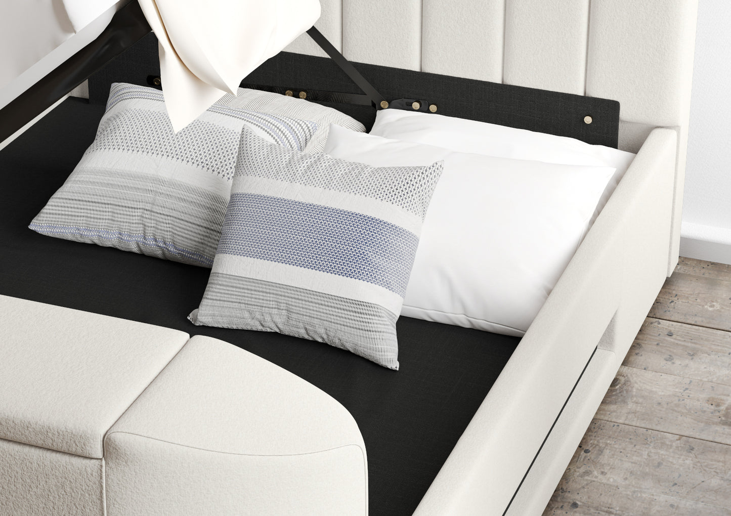 Claridge Upholstered Arran Natural Ottoman TV Bed - Bed Frame Only Bed time4sleepadmin