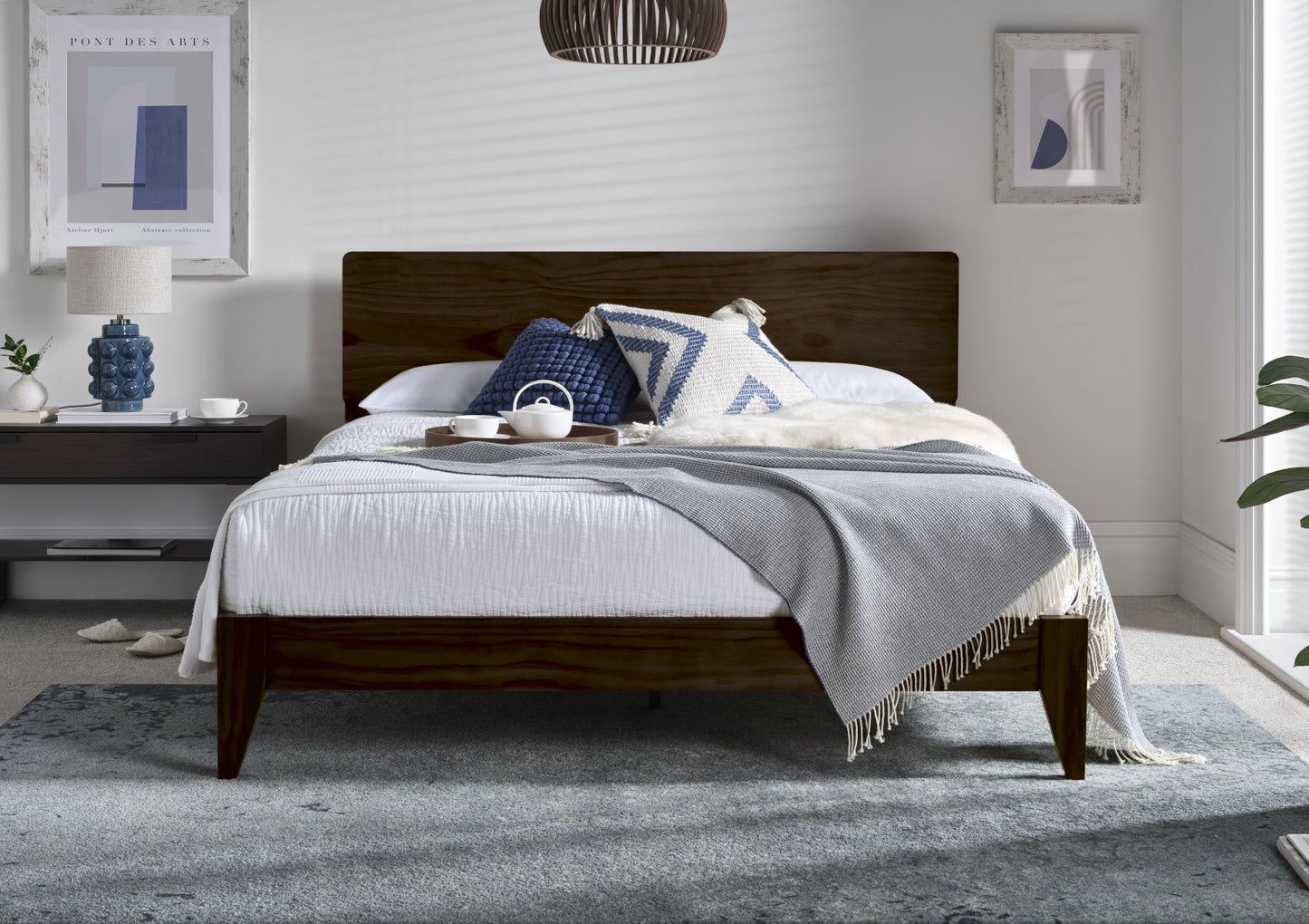 Ashbourne Dark Wooden Bed Frame Bed Importas Double