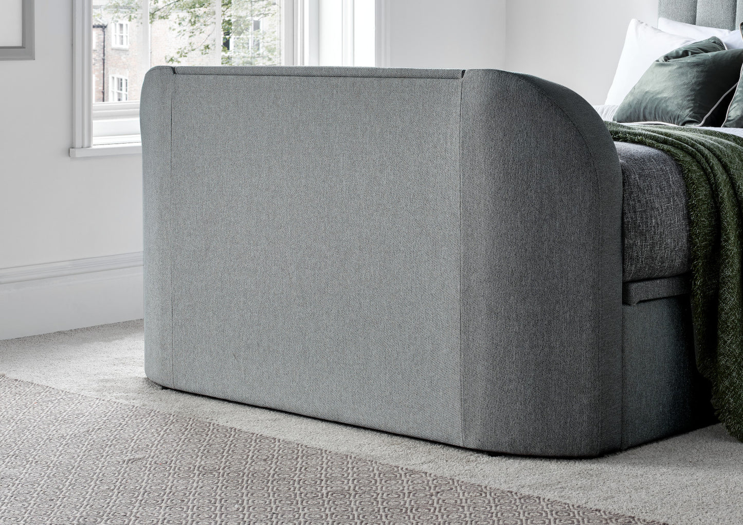 Aspen Upholstered Ottoman TV Bed Smoke Bed Frame Only Bed time4sleepadmin