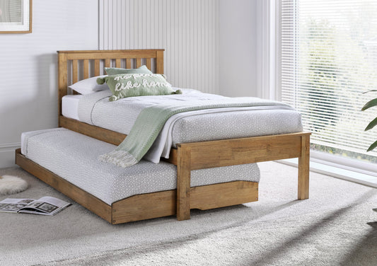 Atlantis Oak finish Wooden Guest Bed Including Underbed Bed Time4Sleep