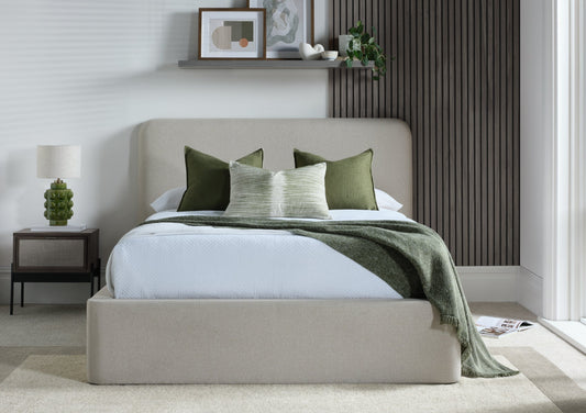 Aurella Natural Upholstered Ottoman Bed Frame Bed Importas Double