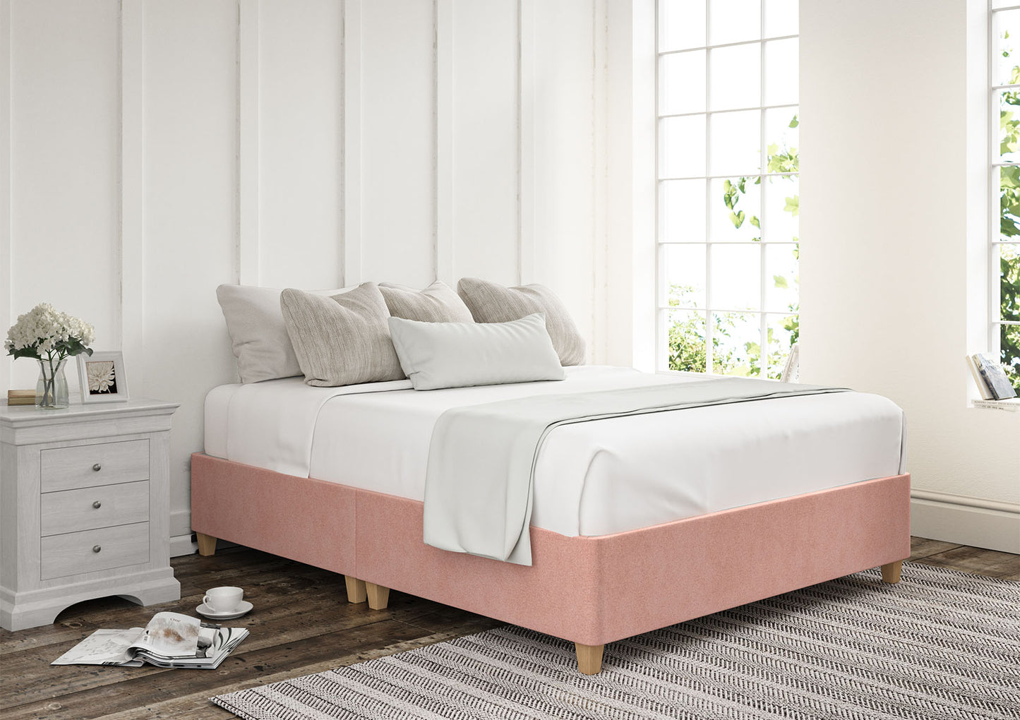 Shallow Upholstered Base On Legs Bed time4sleepadmin Single Arlington Candyfloss