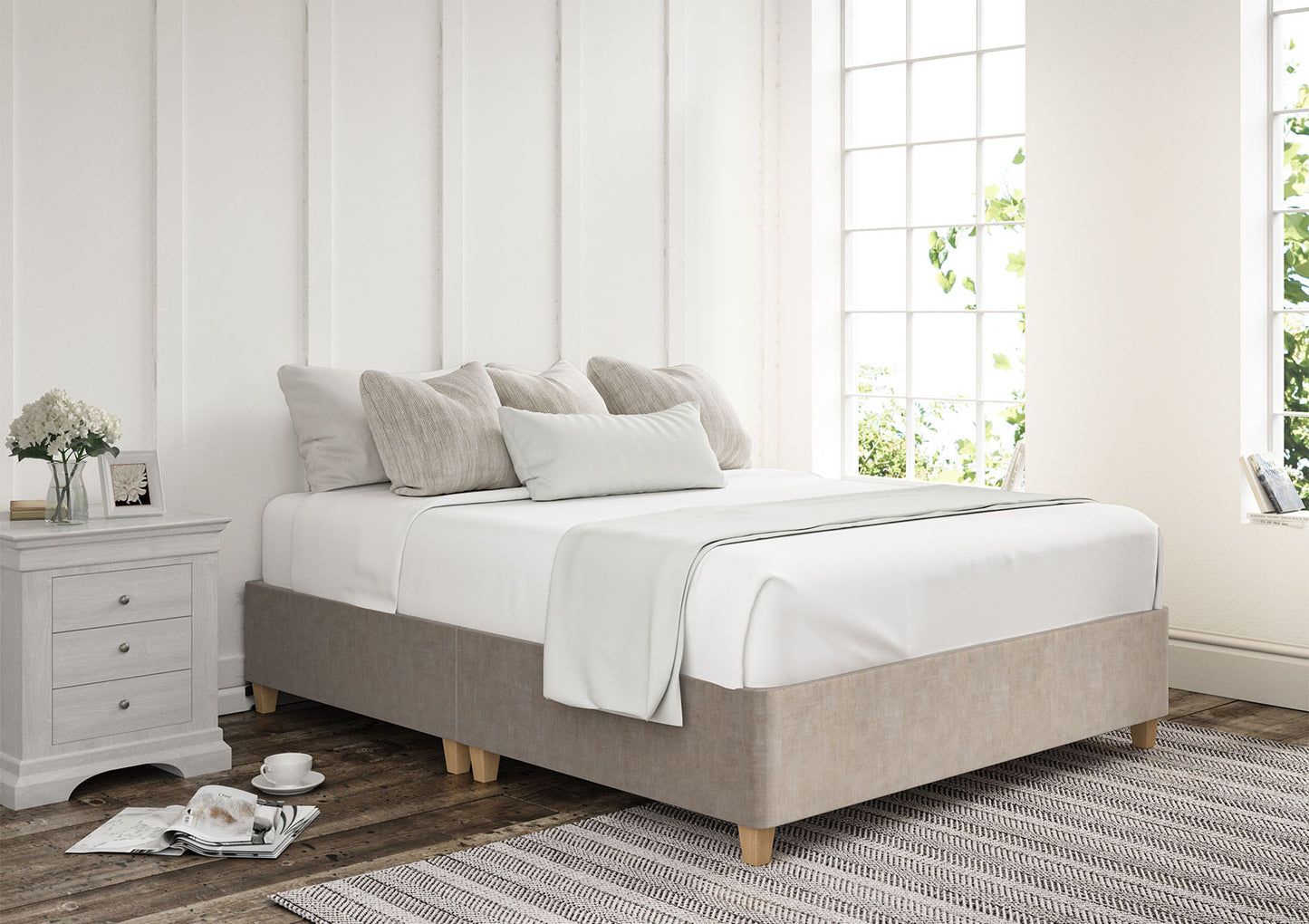 Shallow Upholstered Base On Legs Bed time4sleepadmin Single Heritage Mink